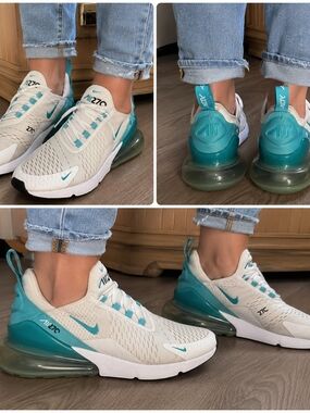 Nike Air Max 270 Women’s Sneakers in Teal and White